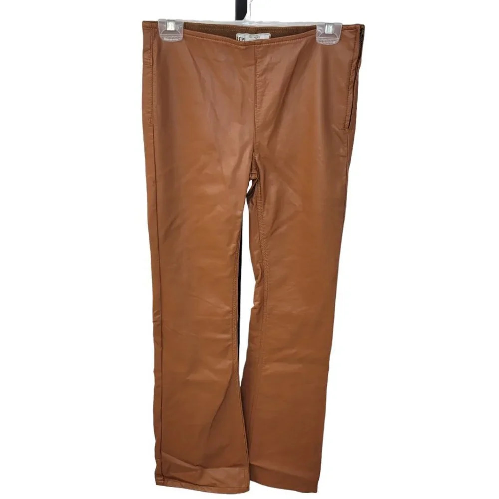 Free People Penny  Faux Leather Wide Leg Pants Size 27